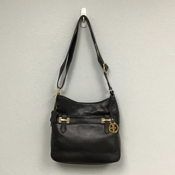GIANI BERNINI Pebble Bridle Leather Crossbody In Black - NWT - Picture 1 of 11